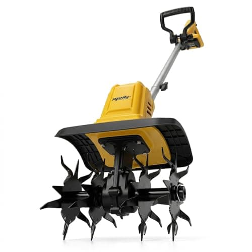 Cordless Brushless Garden Tiller Cultivator Compatible with DeWalt 20V Battery (Tool Only), 10’’ Wide 7’’ Deep Electric Soil Rototiller, 48-Tine Mini Rotary Areator for Garden Beds & Soil Preparation - Image 1