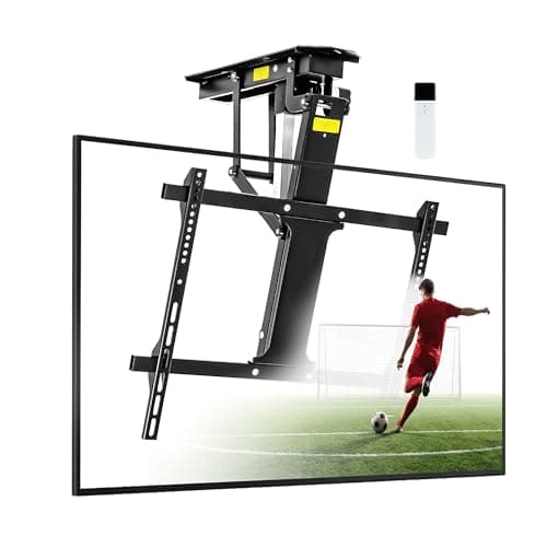 TOPSKY Electric Ceiling TV Mount with Remote, Motorized Drop Down TV Ceiling Mount for 32–70 Inch Flat & Curved TVs, Up to 88 lbs, VESA 600x400, Fits Flat & Pitched Ceilings, Black - Image 1