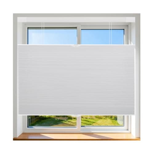 Brochao Custom Blackout Cellular Shades Cordless No Drill No Tools Honeycomb Shades for Windows, Easy to Install for Indoor Windows White