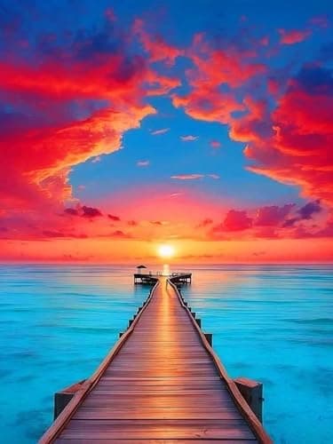 Sunset Diamond Art Kits for Adults, 5D DIY Diamond Painting Kits for Beginners, Sunset Diamond Dots Kits Gem Arts Crafts for Home Wall Decor 12x16in