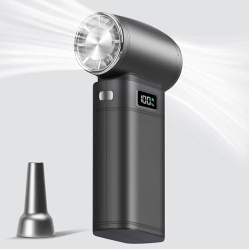 AuraliBrite 120000RPM Mini Turbo Fan, 6-Speed 9000mAh High Speed Cooling Fan, LED Display Light For Travel Beach Camping(Black) - Image 1
