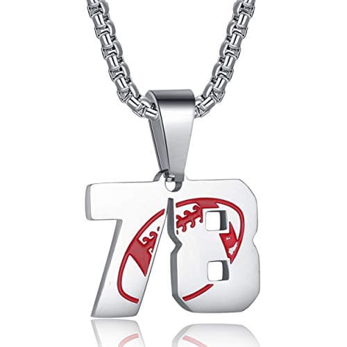 Rehoboth American Football Rugby Jersey Number 78 Pendant Necklace for Women Men 22+2 Inch Adjustable Stainless Steel Chain - Image 1