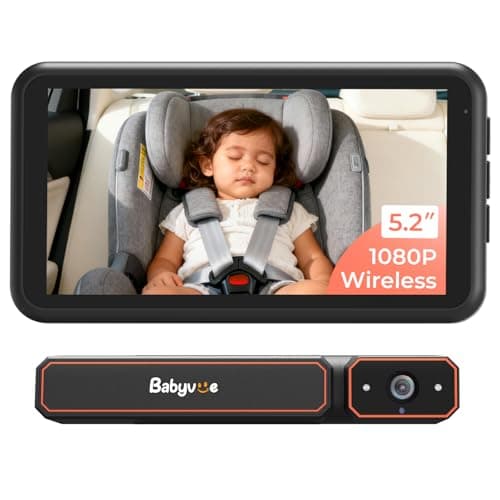 Babyvue BV6 Wireless Baby Car Camera Fast Setup, HD1080P No Wiring Car Baby Monitor with Auto IR Night Vision, 5.2" Display Backseat Camera 3X Zoom for Kids - Image 1