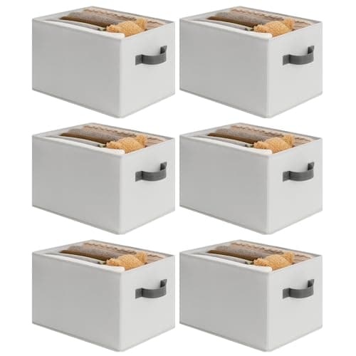 Cupic Cupid Storage Bins Closet, Fabric Closet Organizers and Storage, 6-Pack Baskets for Organizing, Large Storage Boxes with Handles for Clothes and Toys, Light Gray - Image 1