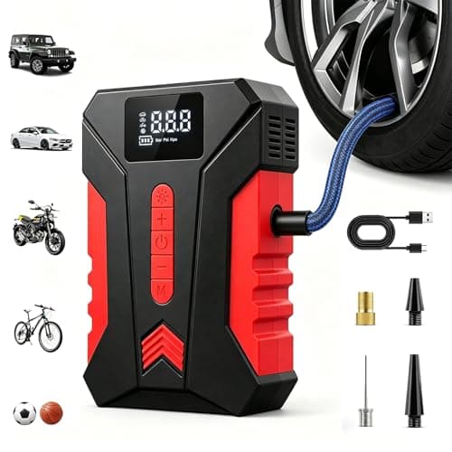 Portable Car Tire Inflator Air Compressor, 120PSI Electric Air Pump with Digital Pressure Gauge, Auto Shut Off, LED Light, for Car SUV Motorcycle Bike Balls - Image 1