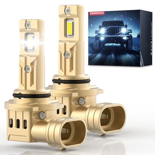 PERPOTAO Upgraded 9006/HB4 Bulb, 60,000H Lifespan, 8X Ultra-Brightness, 46,000LM, 1:1 Halogen Mini Size, 6000K White, IP68, Aerospace Aluminum Connectors, Fast Plug, 2-Pack