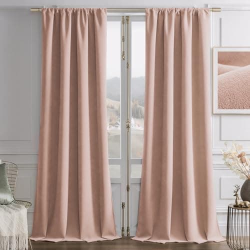 Joydeco Candy Pink Velvet Curtains 96 Inches 2 Panels, Luxury Thermal Insulated Soft Pink Curtains for Bedroom & Living Room, Room Darkening Velvet Drapes, Rod Pocket (52W x 96L) - Image 1