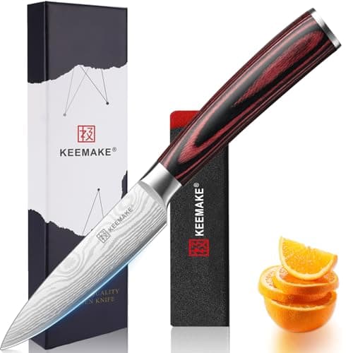 KEEMAKE 3.5 Inch Paring Knife - Ultra Sharp Fruit Knife High Carbon Stainless Steel Small Kitchen Knives for Peeling Slicing with Ergonomic Handle with Elegant Gift Box - Image 1