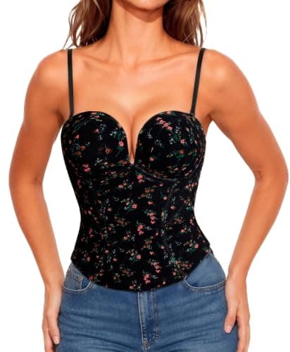 Popilush Going Out Tops For Women Floral Corset Top Underwire - Image 1