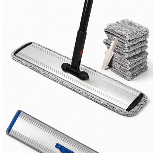 24in Flat Mop for Cleaning Floors, Heavy-Duty Microfiber Wet Mop with Easy Wringing & Deep Cleaning, Includes 4 Reusable Mop Cloths and Adjustable Long Handle - Image 1