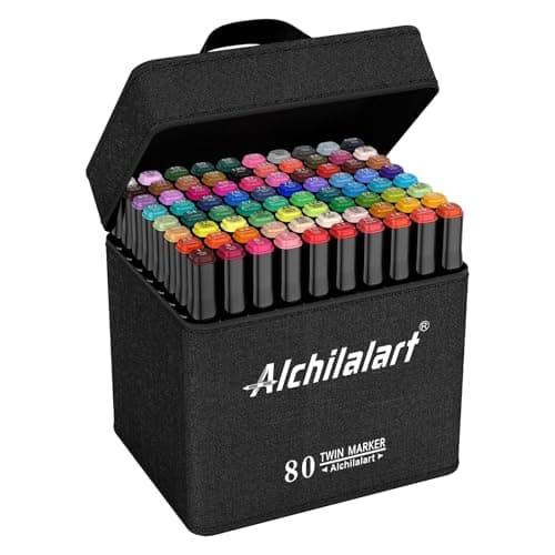 alchilalart 80-Colors Alcohol Markers Set, Dual Tip Art Markers with Case, Premium Artist Pens for Adult Coloring Books, Journaling, Sketching, Manga, Card Making, Gifts for Teens & Women - Image 1