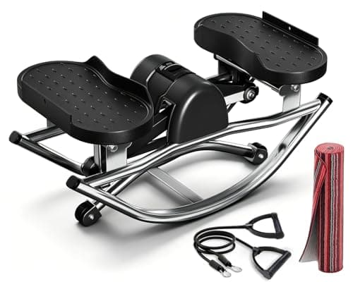 Low-Impact Rocking Steppers for Exercise at Home with Digital Display & Resistance Bands and Non-Slip Mat Equipment for Seniors & Beginners,Full Body Workout - Image 1