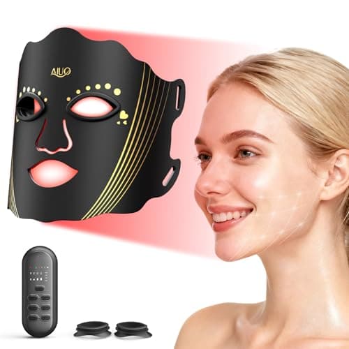 AIUO Red Light Therapy for Face, LED Face Mask Light Therapy, Rechargeable Red Light Therapy Mask for Face with Comfortable Light-Blocking Eye Protection & Timing Function At Home, Jet Black - Image 1