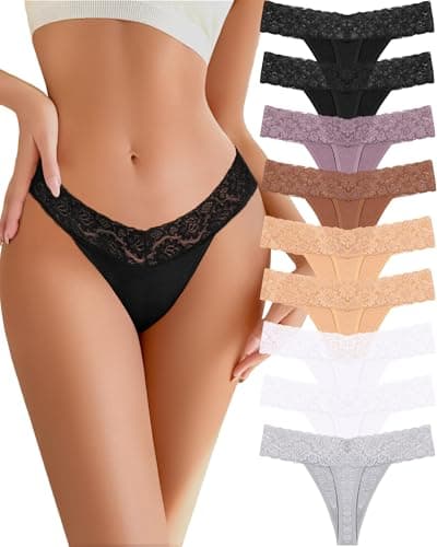 READY TO LOVE Cotton Underwear for Women Lace Sexy Soft Thongs Low Rise T-Back Lingerie Organic Panty Liners - Image 1