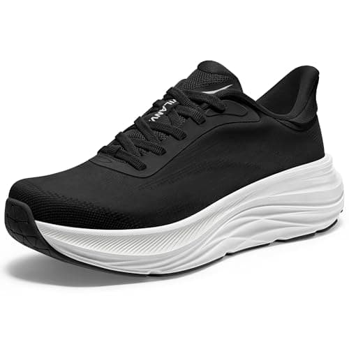 Vilanva Women's Walking Shoes Cushion Comfortable Running Tennis Shoes Non-Slip Workout Gym Athletic Breathable Fashion Sneakers (Black 9.0) - Image 1