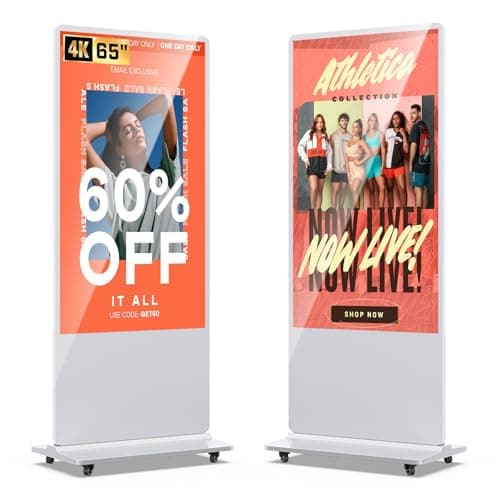 QIXZOCV MWE 65 Inch 4K Digital Signage Display Kiosk, Indoor Floor Standing Advertising Display Poster, LCD Commercial Display with Auto Media Player, Android System, HDMI/USB/WiFi, White - Image 1