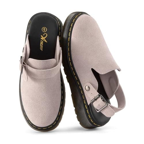 Athlefit Women's Clogs Shoes with Back Strap Comfortable Latex Footbed Slip-On Slingback Mules for Work Walking Daily Wear, Pink, Size 6, AD01254 - Image 1