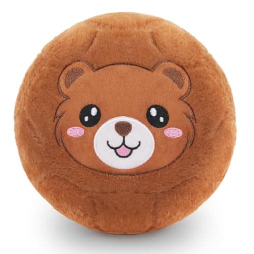 Dalycro 8-Inch Silent Soccer Ball Indoor for Toddlers - Soft Bear Inflatable Plush Soccer Ball Toy for Kids Frist Birthday Gift (1, Brown)