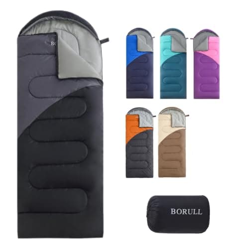 Sleeping Bags for Adults Warm Weather Backpacking Compact Lightweight Camping Sleeping Bag with Compression Sack for Kids Girls Camping Essentials Gear for Hiking Travel Climb Outdoor Indoor 3lb Black - Image 1