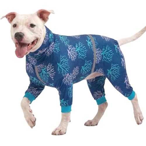 LovinPet Boxer Dogs Onesie Pajamas - UV Protection&Wound Care, Anxiety Relief, Lightweight Stretchy Fabric, Reflective Stripe, Coral Tree Print, Post Surgery Clothes, Pet PJ's /3XL - Image 1