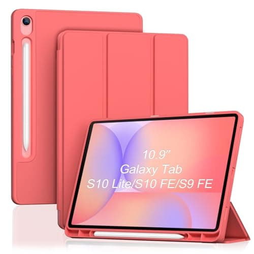 ProCase Smart Case for Galaxy Tab S10 Lite/S10 FE/S9 FE 10.9-Inch with S Pen Holder, Trifold Stand Folio Cover with Soft TPU Back for 10.9" Galaxy Tab S10 Lite/S10 FE/S9 FE -Coralred - Image 1