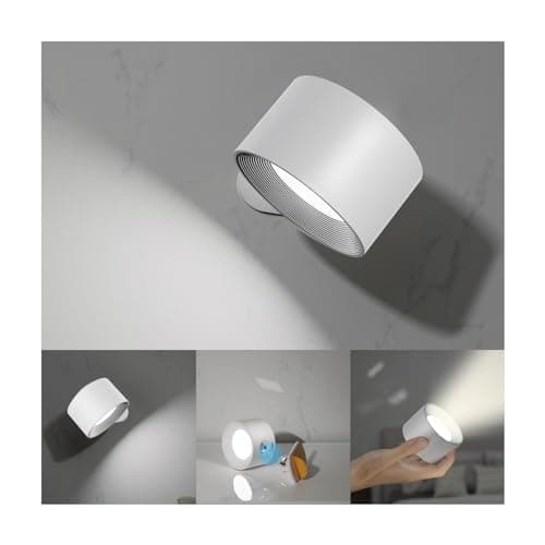 Koopala LED Wall Sconces, Wall Mounted Lamps with Rechargeable Battery Operated Dim 3 Brightness Removable Charging 360°Rotate Magnetic Ball, Cordless Wall Light for Reading Study Bedside Hallway - Image 1