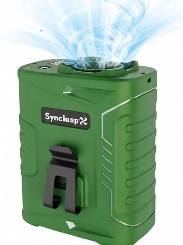SynclaspX Waist Fan, 5000mAh Rechargeable Belt Clip Fan, 39ft/s Strong Airflow, 5 Speeds, Up to 29H, Wearable Hands-Free Body Cooling with Bottom Air Intake, USB-C for Jobsite Camping Farm - Image 1