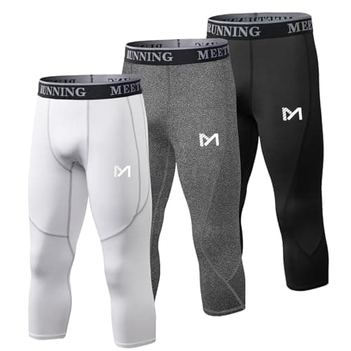 MEETYOO Men's 3/4 Compression Pants Legging Tips Cool Dry Sport Workout Heat Gear Capri Base Layer - Image 1
