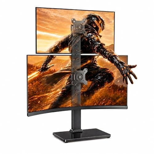 Perlegear Monitor Stand, Dual Monitor Mount for Two 13-40 inch Screens, Vertical Monitor Stand with 360 Degree Rotation, Swivel and Tilt, 13 Height Settings, Max VESA 100x100mm, PGTVS30 - Image 1