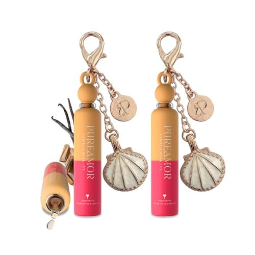 PUREAMOR Pheromone Perfume for Women, Vanilla Musk 2-Pack Keychain Perfume – Warm Cozy Scent with Vanilla, Musk & Sandalwood, Long Lasting Eau de Parfum, 0.07 oz / 2 ml Each - Image 1
