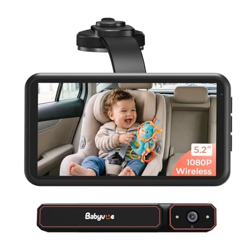 Wireless Baby Car Camera, Babyvue BV6 1080P HD Baby Car Monitor with Suction Cup Mount, 5.2" IPS Screen, Auto IR Night Vision, 3X Zoom, Easy Setup Car Seat Camera for Rear-Facing Baby Kids - Image 1