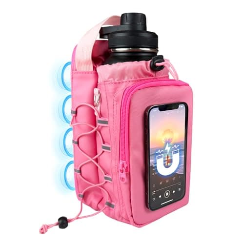 JACZZO Magnetic Gym Bag, Water Bottle Holder,Hands-Free Phone Mount,Gym Gifts for Women and Men (Pink) - Image 1