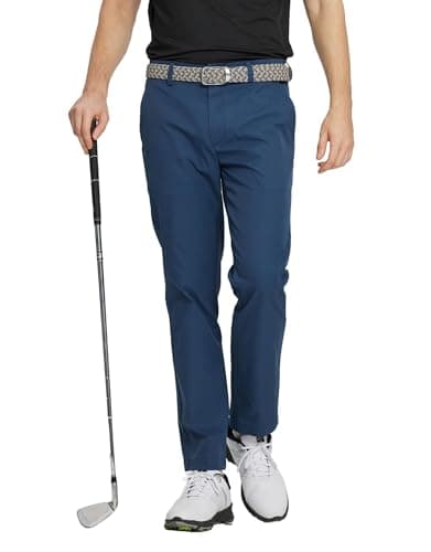 M MAELREG Mens Golf Pants Flat Front Waterproof Lightweight -30"/32"/34" Slim Fit Chino Casual Dress Pants for Men Blue Indigo