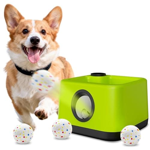 JDXSZ Automatic Dog Ball Launcher: Upgraded Auto/Manual Pet Ball Thrower Toy for Dog Indoor/Outdoor Play Include 4 Chew-Resistant Balls - Home,Park,Yard Dog Self Play Companion for Dog Parent - Image 1
