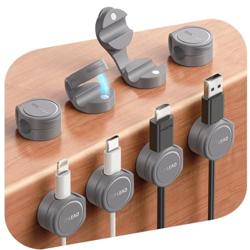 8-Pack Cord Organizer Magnetic Cable Clips, Desk Cable Management Wire Hider, FLYLEAD Silicone Cord Holder for Nightstand, Cable Organizer for Office Workspaces Desktop Organization Home Accessories
