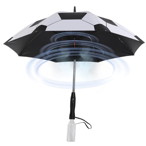 Umbrella with fan and mist spray,Rechargeable - Ultimate Solution for Cooling & UV Protection - Ideal for Summer, Beach, Outdoor Sports, Golf, Fishing Activities (Football) - Image 1