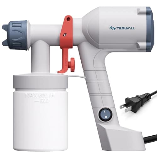 Tilswall Paint Sprayer,Upgraded Ultra-Light Electric Paint Spray Gun with 2 Nozzles & 4 Patterns Easy to Clean for Fences, Sheds, Walls, Ceilings, Furniture, Cabinets, Garden & DIY White - Image 1