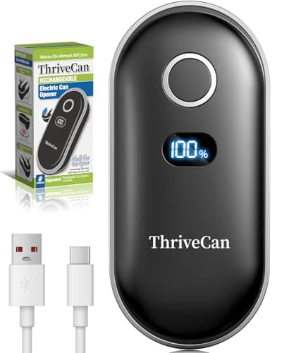 ThriveCan Rechargeable Electric Can Opener – One-Touch for Seniors & Arthritis & Weak Hands, Smooth-Edge Side-Cut, Hands Free & Easy, Ergonomic Design Works on All Can Sizes, Ideal Kitchen Gift Black - Image 1