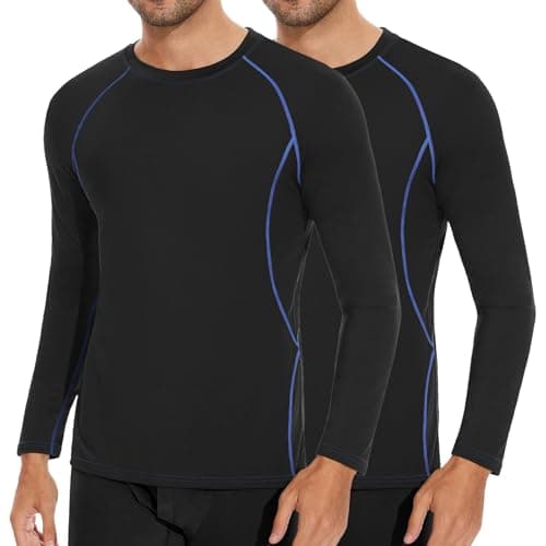 SIMIYA Mens Thermals Long Sleeve Undershirt Thermal Underwear Tops Fleece Lined Base Layer Tops Long John Shirts - Image 1