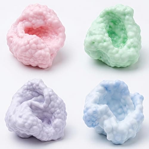 4 Pack Noisy Stress Balls Ice Skin Fidget Sensory Toys Soft Moldable Squeeze Balls for Office Desk, Squishy Relaxing (Icey)