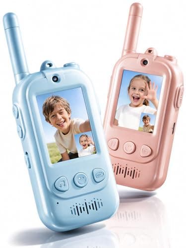Voice Changer Upgraded Kids Video Walkie Talkies, Gift Toy with Real-Time Video, No WiFi or App Required, 1600FT Long Range, Rechargeable Video Intercom Toy for Boys & Girls Ages 3–12 (Blue & Pink) - Image 1