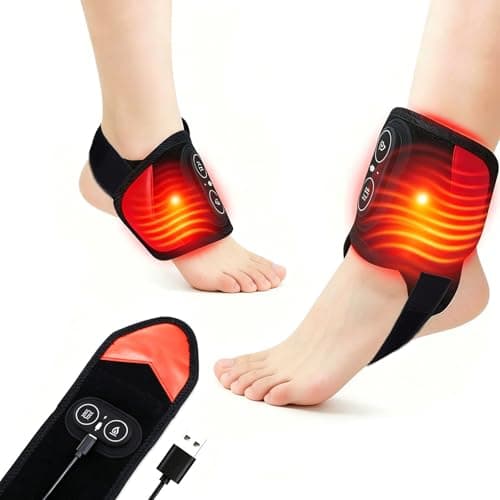 Cordless Red Light Therapy for Ankle Massager Heating Pad, 660nm Red & 850nm Near Infrared Light Therapy Wrap with Vibration & Heat, 3000mAh Rechargeable for Ankle Wrist Foot Arch Comfort (Black) - Image 1
