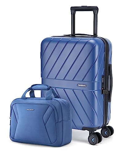 BAGSMART 2 Piece Luggage, 20 Inch Carry On Suitcase with Spinner Wheels, Polycarbonate Material, Blue - Image 1
