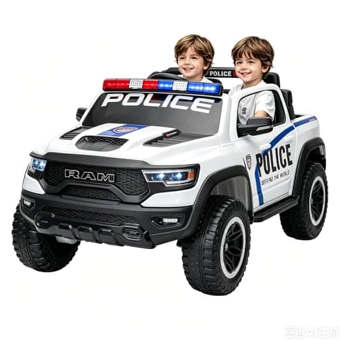 Police Car 24V Ride on Toys for Kids, 2 Seater Ride on Car for Kids Remote Control Kids Electric Cars Kids Driving Car with Bluetooth, Power of Wheel Car for Kids Truck for All Types of Road - Image 1