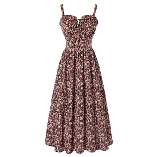 Scarlet Darkness Summer Dresses for Women 2026 Floral Corset Dress Long Milkmaid Dress with Pocket Ditsy Floral XL - Image 1