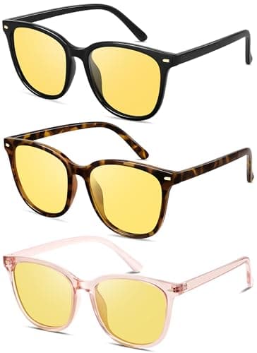 YMRFW Polarized Night Vision Glasses for Women Driving Yellow Lens Reduce Glare Safety Nighttime UV400 Protection - Image 1