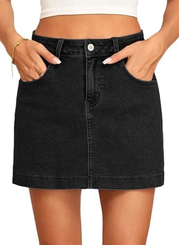 Sidefeel Skorts for Woman Jean Skirt High Waisted Stretchy Denim Skort Mini Skirts with Pockets Black Size 16 - Image 1