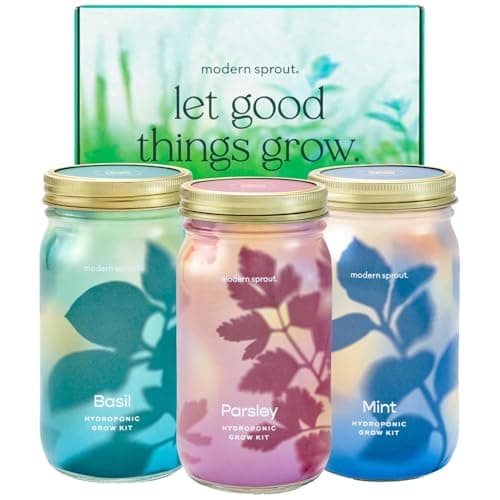 Modern Sprout Garden Jar Gift Pack - Self-Watering Hydroponics Growing System Kit with Organic Herb Seeds - Seed Starter Kit for Indoor Herb Garden - Home Decor & Gifting - Basil, Parsley & Mint - Image 1