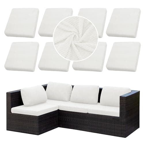 SUKAIKEQA Outdoor Cushion Covers Set,8PCS Jacquard Patio Furniture Couch Seat Slipcovers, Replacement for Sofa Sectional Chair(Cover,Only) - Image 1