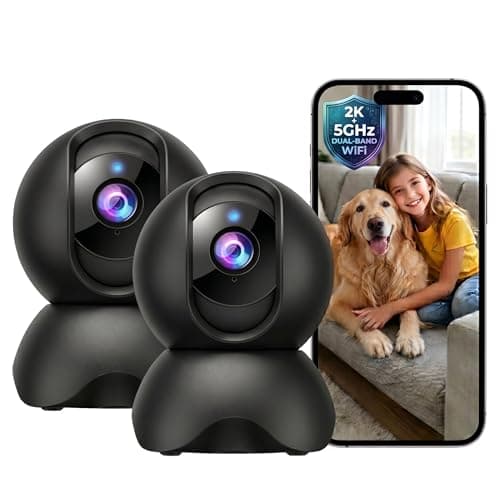 YYSY 2K 5G Indoor Security Camera for Home, No Subscription AI Baby Monitor with Phone App & Crying Detection, 360° Pan-Tilt WiFi Pet Camera, 2-Way Audio, Auto-Tracking, 24/7 SD Storage (2-Pack) - Image 1